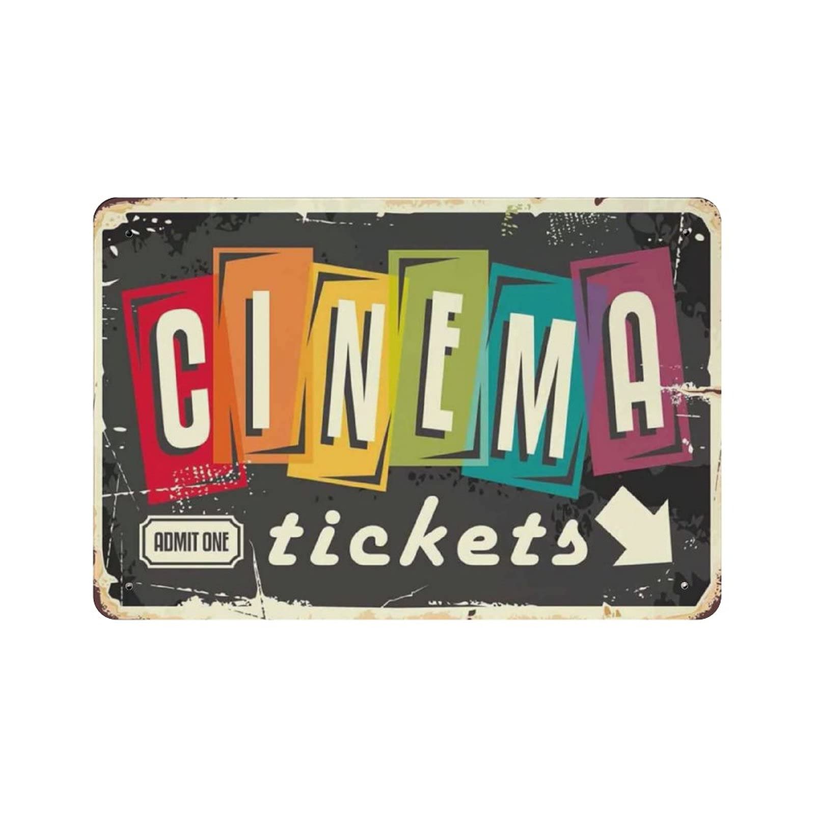 Home Cinema Tickets - Plaque Métallique Vintage Billets de Cinéma