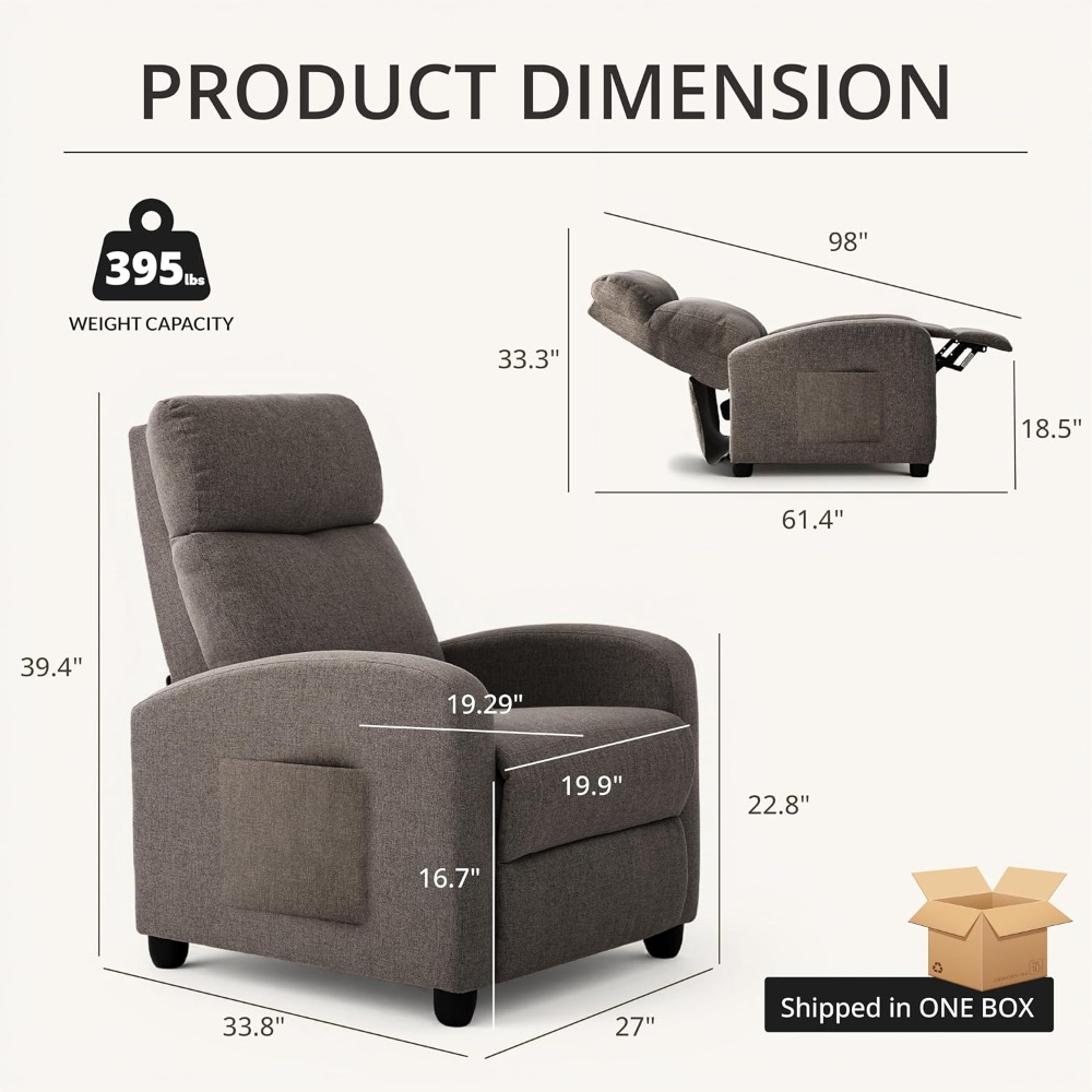 Home Cinema Couch - Fauteuil inclinable manuel moderne, canapé individuel