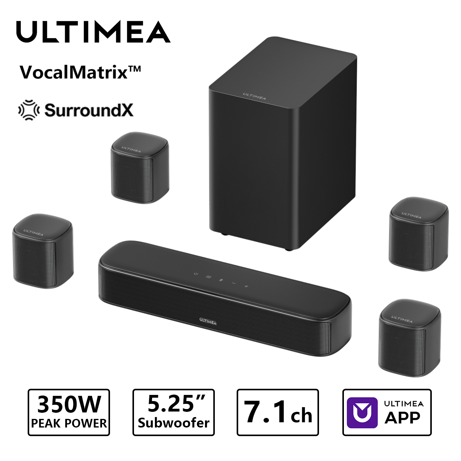 Home Cinema With Wireless Rear Speakers - Barre de son ULTIMEA 350W 7.1
