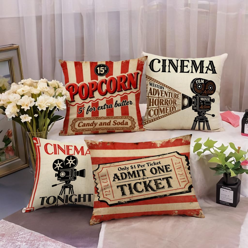 4 housses de coussin vintage s - Home Cinema Tickets avis et prix